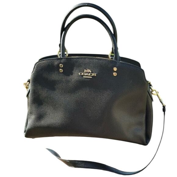 Coach Handbags - Coach Lillie Black Leather
Magnet/Zip Top Carryall Satchel Crossbody Bag EUC